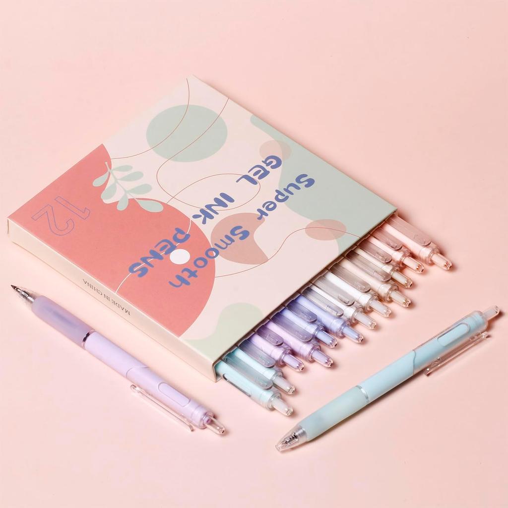 XIZE SH Ultra Fine Gel Pens,12 Pack, 0.38mm Ultra Fine Point Smooth Writing Pens for Girls Women,Cute Pens Office School Supplies