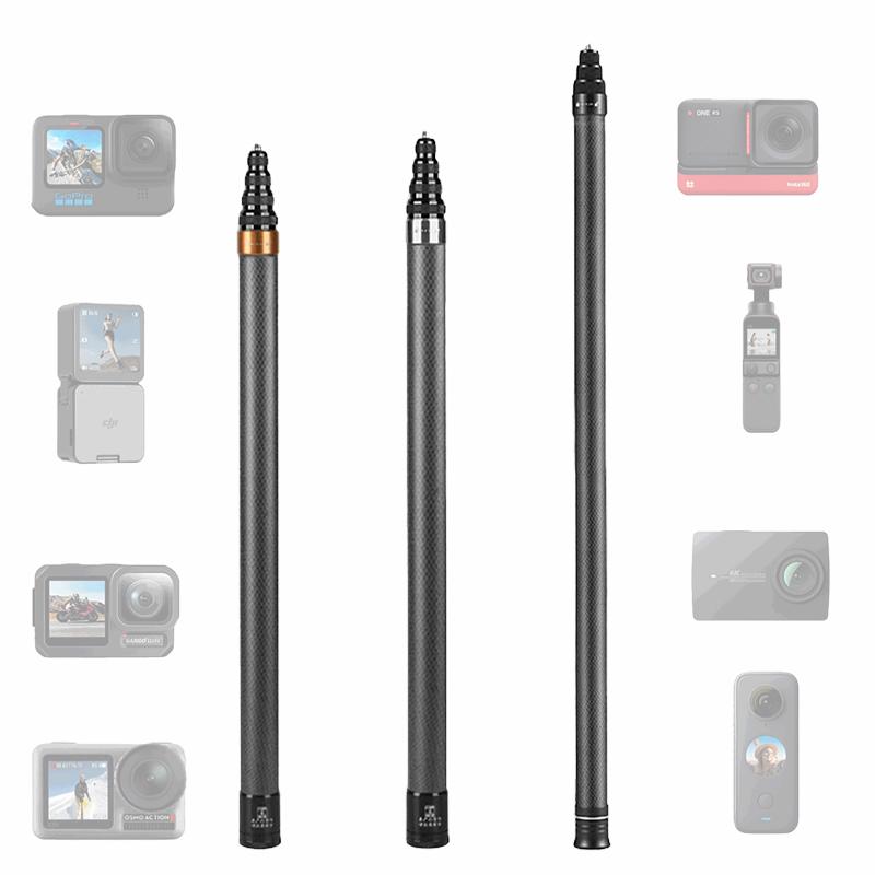 For Insta360 X5 X4 X3 X2 3m Long Carbon Fiber Extended Selfie Stick Scalable Monopod Stick Tripod for GoPro DJI Action Camera