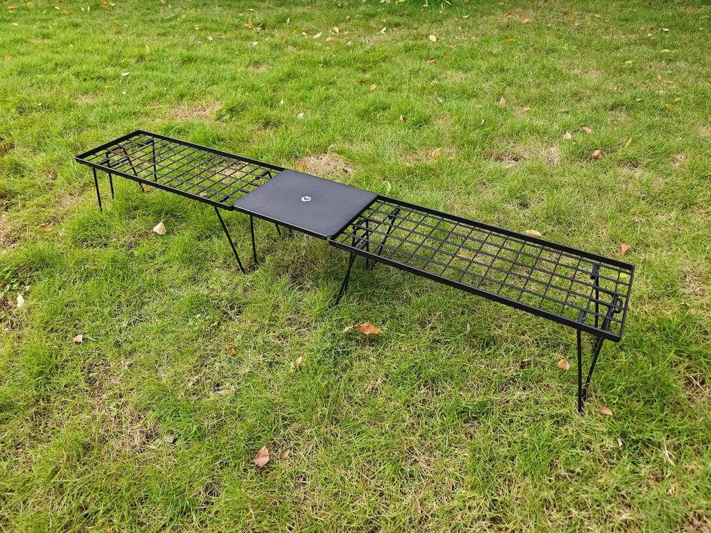 CAMPING MOON Minimal Rack, Connectable Aluminum Top and Half Top, Set of 2, Black, Black Gear, T-229-9BK-2P