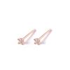 [Noelmarket] Earrings Compatible with Metal Allergies Leave It On Simple Smaller Diamond Cute Ladies Popularity Silver 925 (pink Gold)