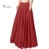 Женская макси-юбка с высокой талией, однотонная юбка трапециевидной формы с карманами, свободная плиссированная длинная юбка, повседневная одежда для отдыха