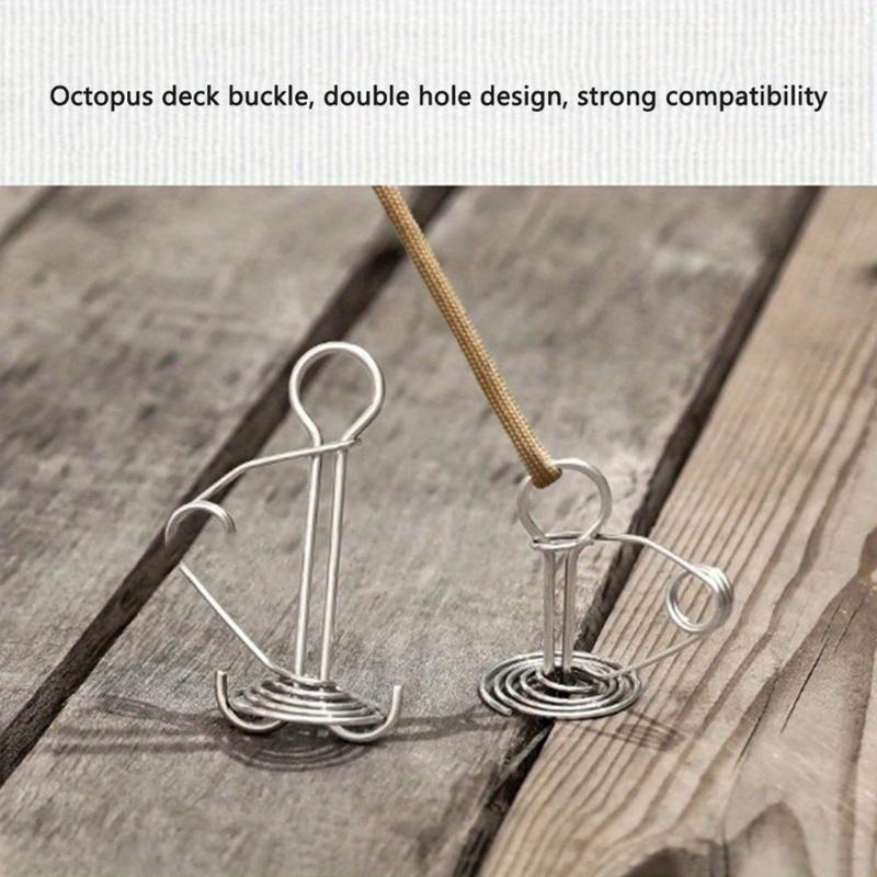 Упаковка из 10 пружинных колышков для палубы, веревочных пряжек, портативных ветрозащитных выдвижных крючков для тента из нержавеющей стали, инструментов для кемпинга