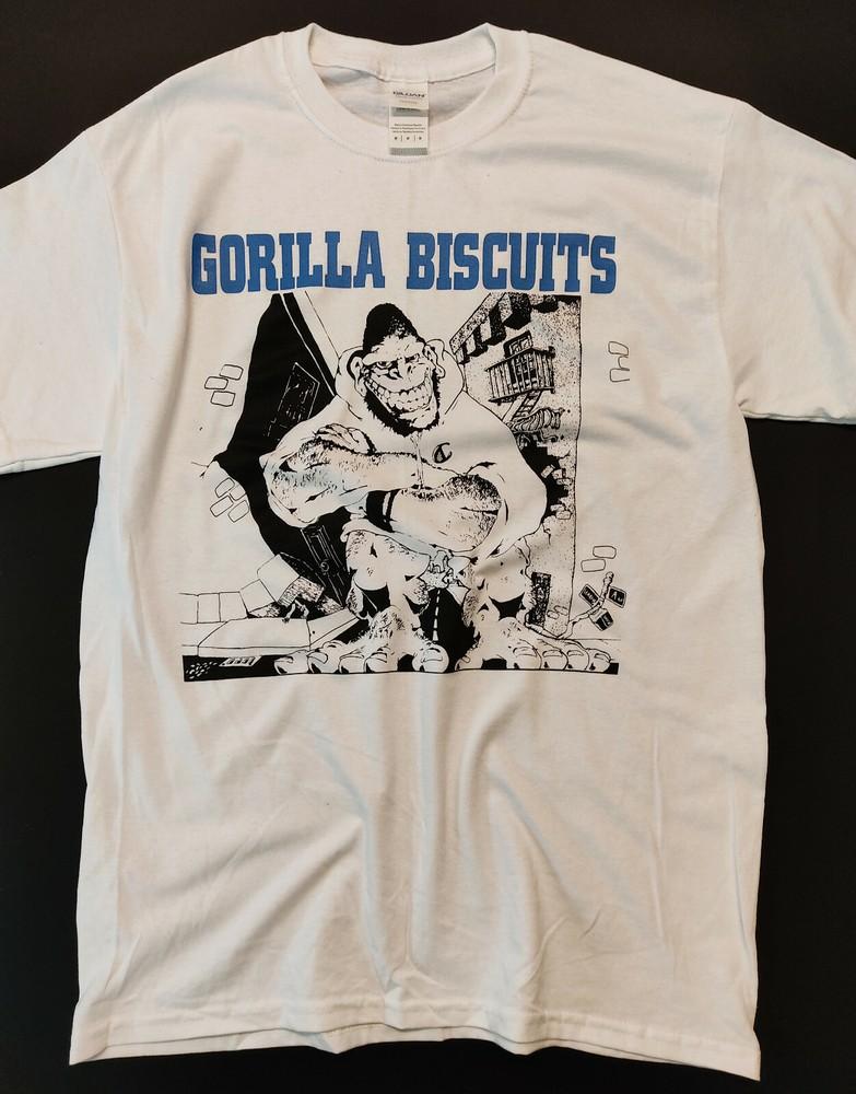 Gorilla Biscuits Хардкор Панк Группа Белая Футболка Ручная Шелкография Унисекс Футболка