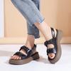 New Pleated Word with Platform Sandals Women, Big Head Buckle Beach Sandals Women's Sandals