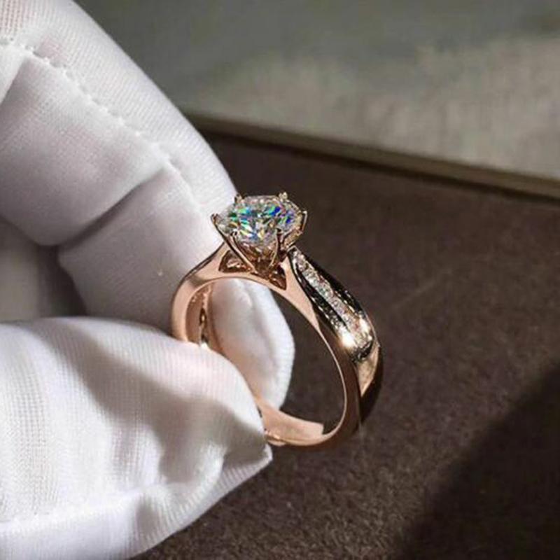 Новые роскошные обручальные кольца цвета розового золота, женские блестящие циркониевые обручальные кольца для церемоний и вечеринок, модные украшения 2022