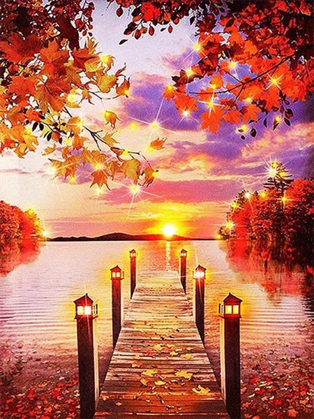 5D Алмазная Картина Новые Поступления Дерево Мост Полный Квадрат Круглый Вышивка Мозаика Пейзаж Домашний Декор