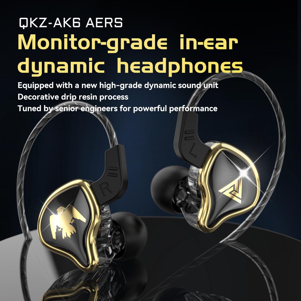QKZ Проводные наушники AERS HIFI Heavy Bass In Ear Monitor 3,5 мм AUX In-Ear Наушники с микрофоном Шумоподавление Спорт Игры Музыка