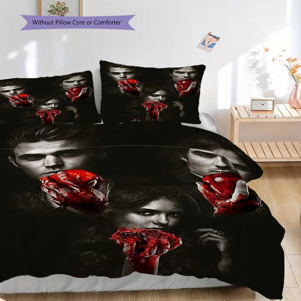 The Vampire Diaries Blood Ties Bedding 1 Duvet Cover 2 Pillowcase Without Core Christmas Birthday Gift Soft And Comfortable Bedding Set