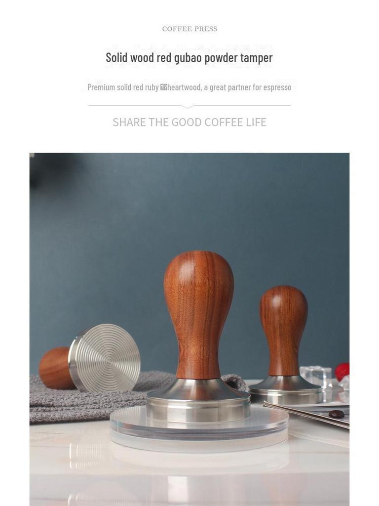 Темпер для кофе из нержавеющей стали 304, красный гуйбао, цельное плоское дно, резьба, 51/58 мм