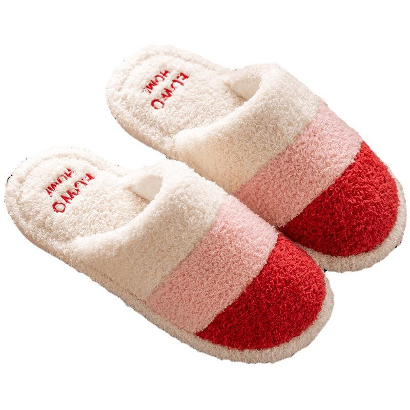 Home Thermal Cotton Slippers Autumn and Winter Couple Indoor Household Thick Bottom Non-slip Home Fluffy Slippers