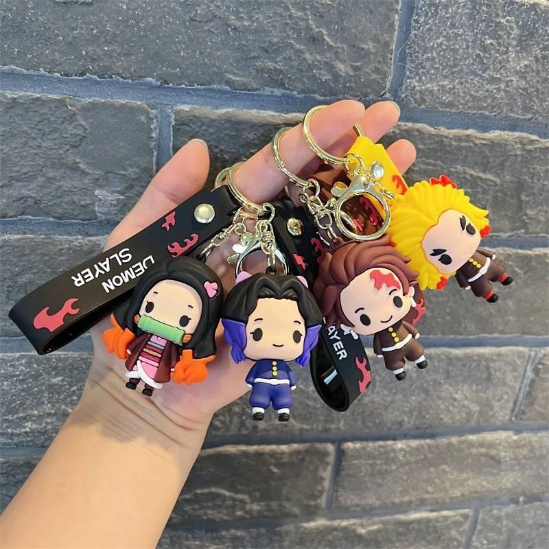 Cute Demon Slayer Keychain Tanjiro Nezuko Inosuke Figurine Gift For Backpacks