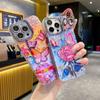 Applicable To IPhone16 Oil Painting Rose Mobile Phone Case Apple 15Pro Flash Powder Lens Film Stand 14 Protective Cover