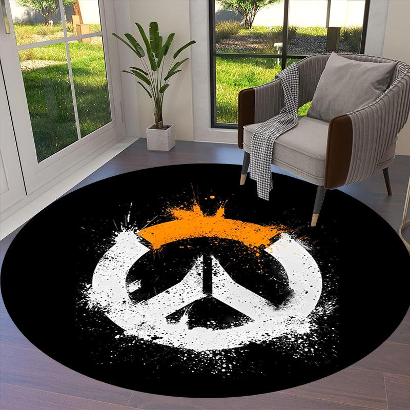 Круглый ковер Overwatch, Ковер для гостиной, спальни, дивана, игровой комнаты, Декор, Нескользящий коврик для пола