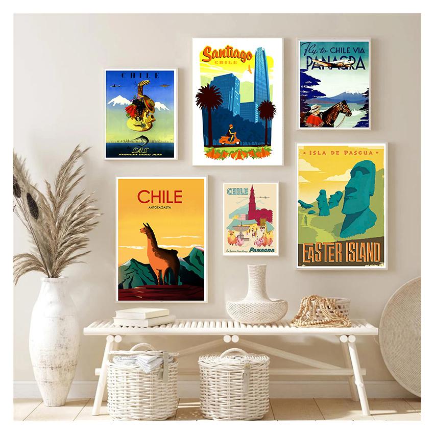 Pop Art Canvas Paintings Vintage Wall Kraft Posters Coated Wall Stickers Home Decorative Gift Travel To Chile San Diego Alpaca