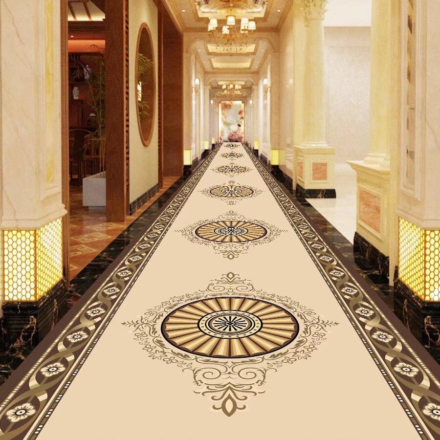 European High End Dining Hall Long Corridor Carpet Commercial Hotel Passageway Carpets Non-slip Home Lobby Carpet Runner Custom