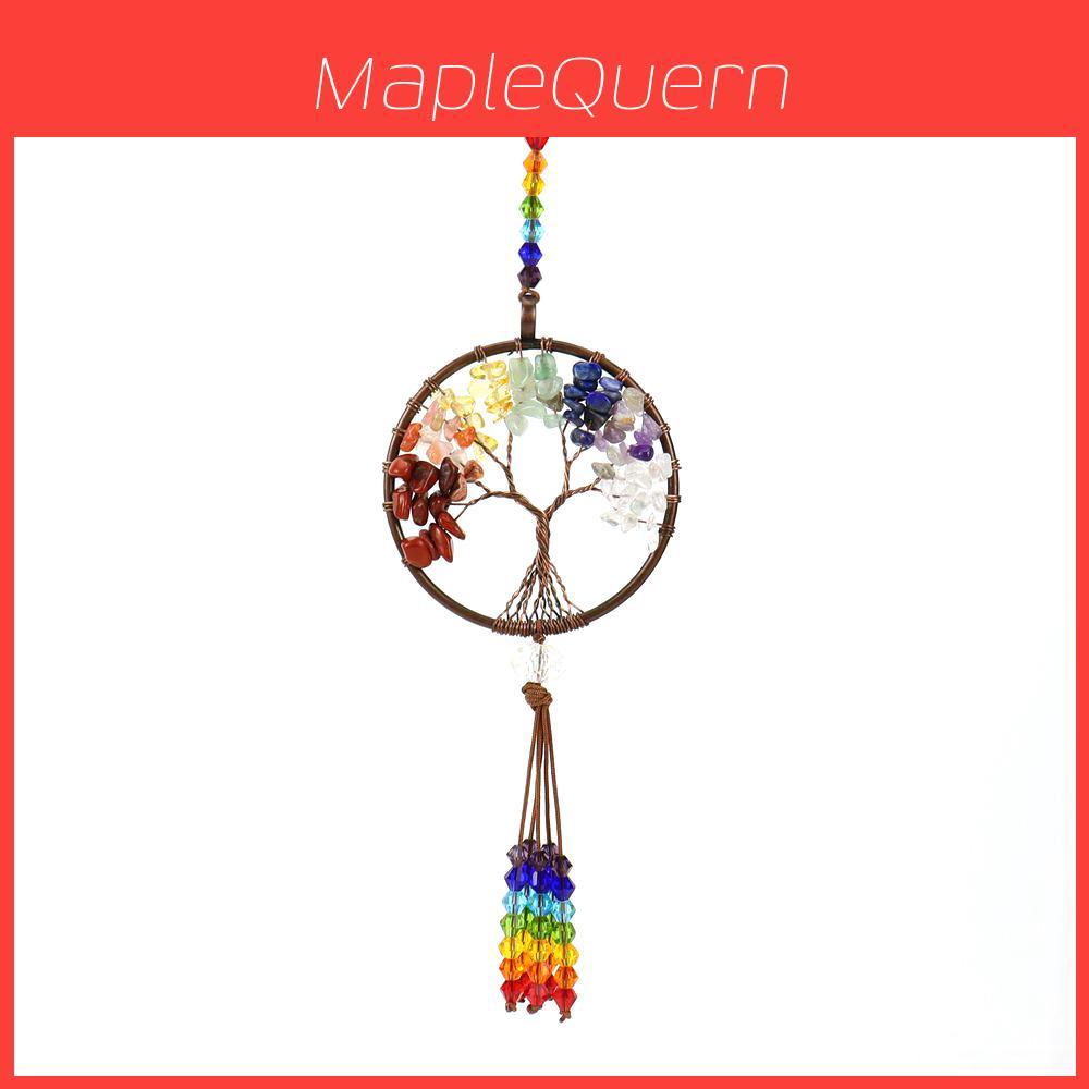 Agate Tree Of Life Car Charm With Handcrafted Crystal Fringe For Vehicle Decor