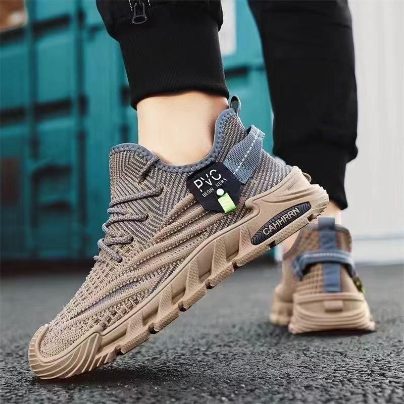 Мужская обувь летняя тонкая дышащая универсальная сетка летящая тканая сетка обувь для бега легкая мягкая подошва универсальная спортивная и повседневная модная обувь