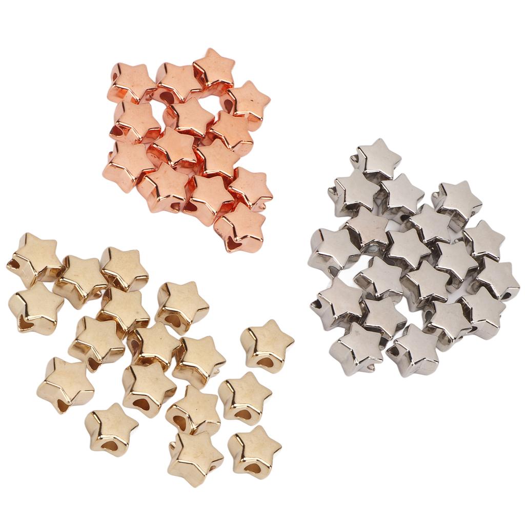 50Pcs Jewelry Making Beads Star Shaped Approx 0.5 Diameter 3 Colors Durable Plastic Widely Used