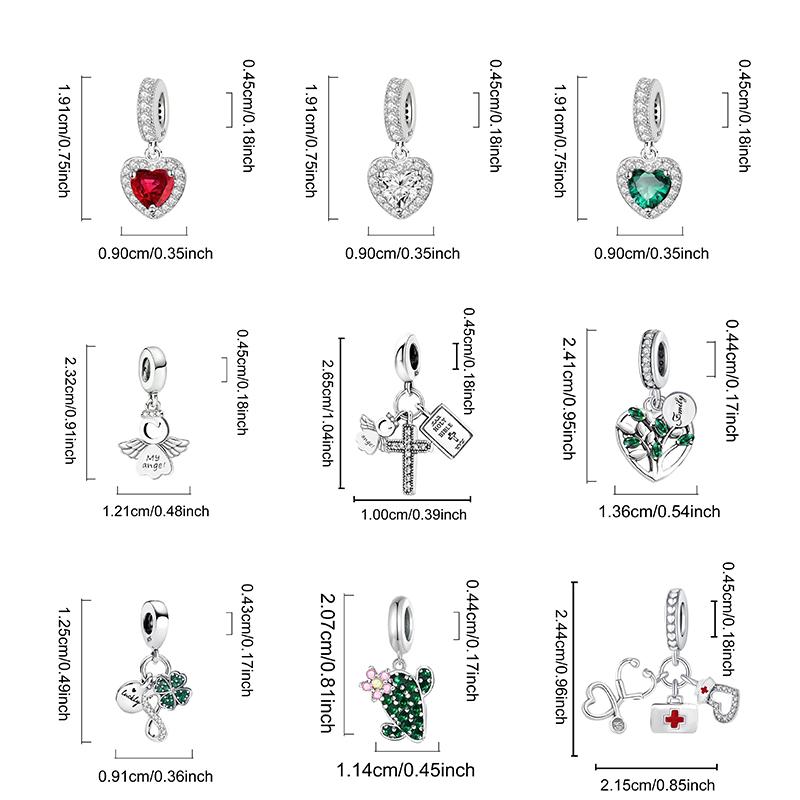 Подходят для браслетов Pandora Оригинальные Подвески Любовь Сердце Цветок Четырехлистный Клевер Черепаха Медные Шармы Бусины Сделай Сам Ювелирный Подарок на День Рождения