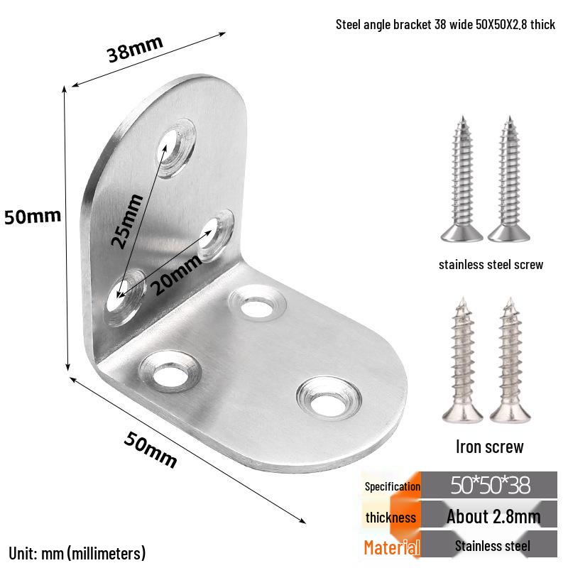Угловой кронштейн-соединитель из нержавеющей стали, Г-образный, 90°, утолщенный