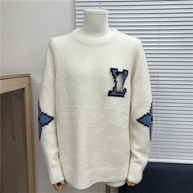 Men's and Women's Long-Sleeve Knitted Sweater with Donkey Family and Four-Leaf Clover Jacquard Design