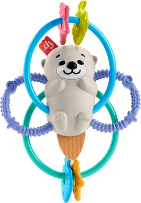 Fisher-Price Squeeze & Shake Chewy Sea Otter Baby Прорезыватель Погремушка для детей от 3 месяцев (HJW12)