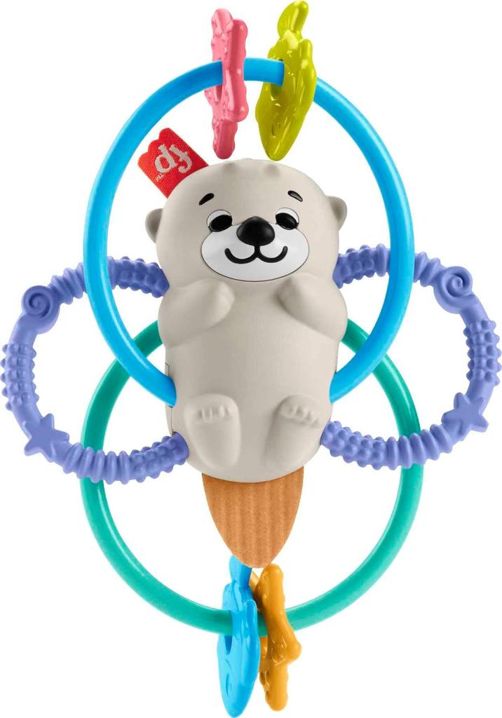 Fisher-Price Squeeze & Shake Chewy Sea Otter Baby Прорезыватель Погремушка для детей от 3 месяцев (HJW12)