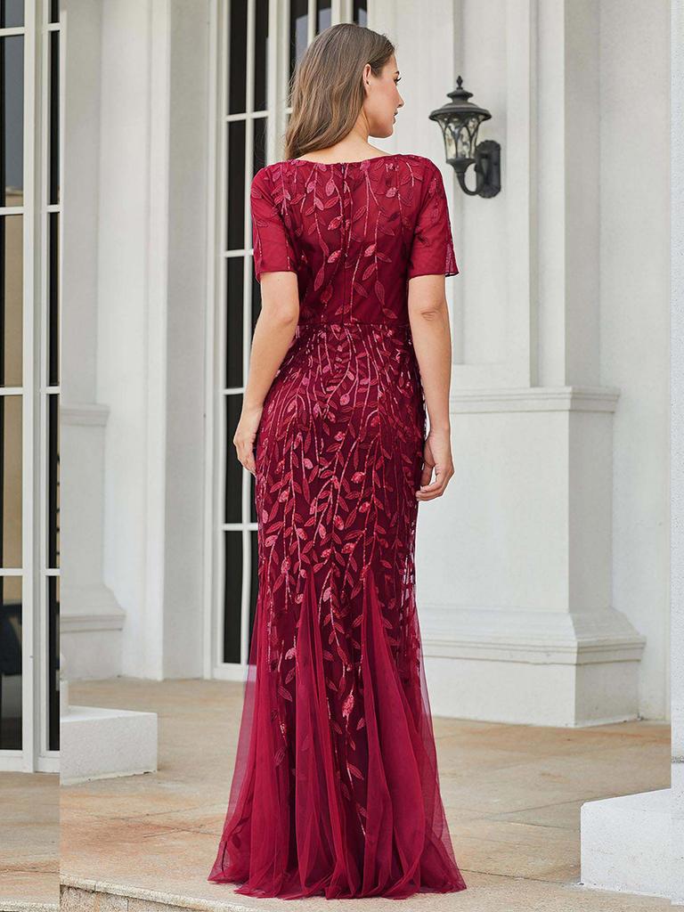 Вечернее платье из тюля Ever-Pretty Illusion с вышивкой «рыбий хвост»