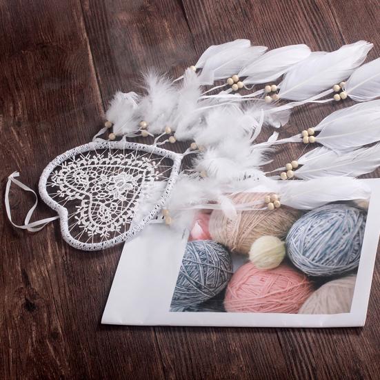 Catcher Heart Feather Dream Beads Girl Room Wall Hanging Window Ornament Decor