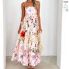 2025 European and American Foreign Trade Summer Fashion Print Backless Sling Sexy Big Hemline High Waist Dress Women
