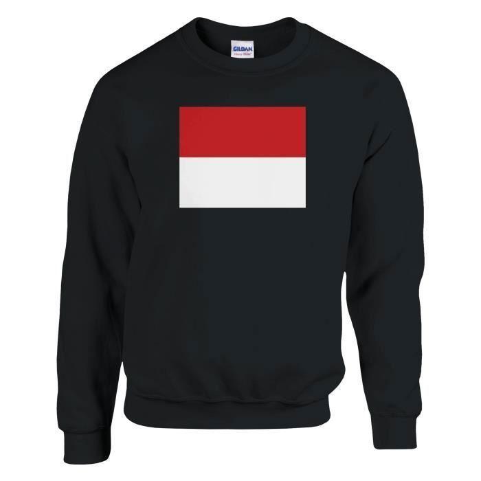 Толстовка - PIXELFORMA - Drapeau de Monaco - Noir - Manches longues - Col classique