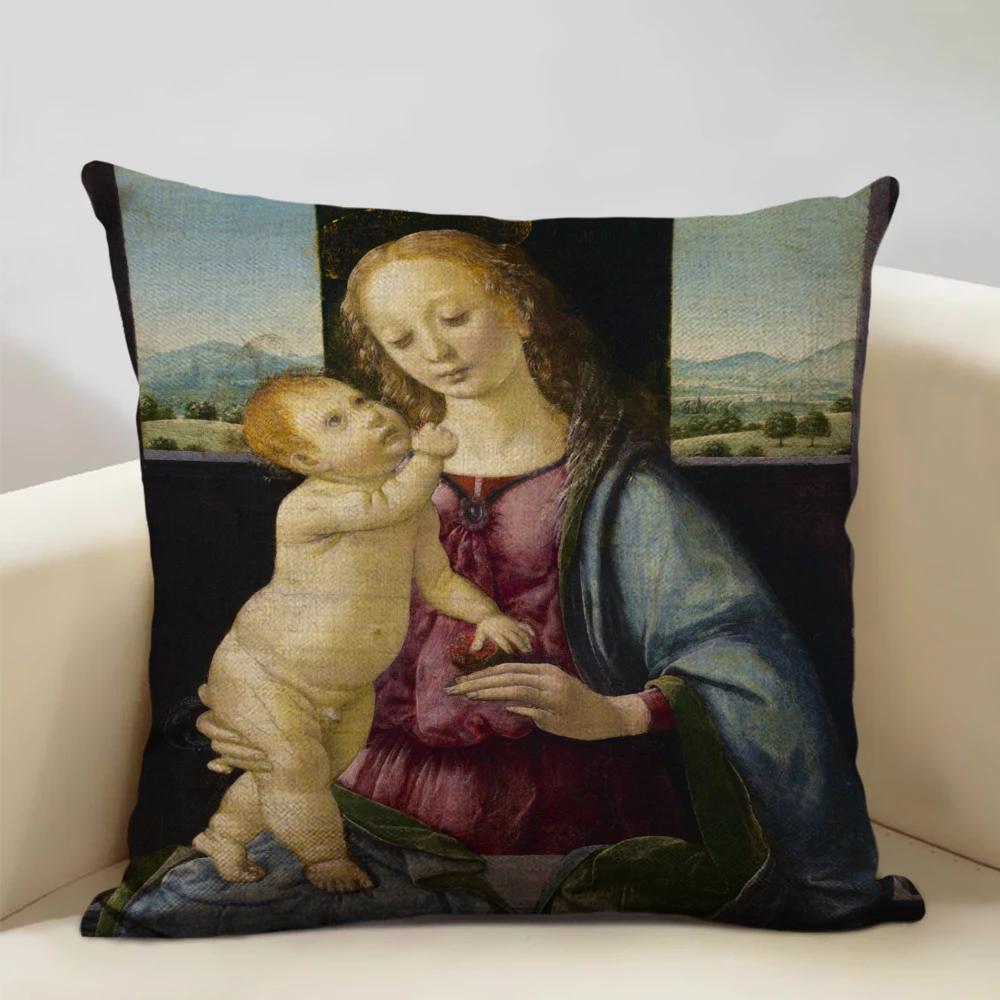 Four Seasons General World Famous Paintings Decorative Throw Pillow Case 45x45cm Cushion Cover for Living Room Sofa