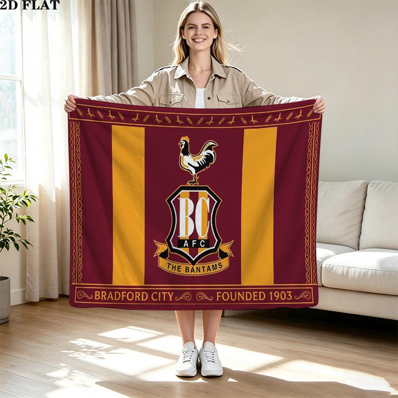 Фланелевое одеяло с принтом Bradford City AFC Высококачественное Теплое Удобное Покрывало для Всех Сезонов Идеально для Подарков Декор Дома