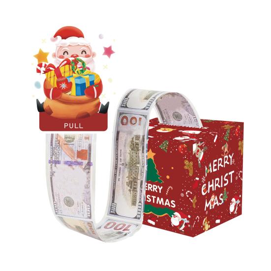 Christmas Money Box Pull-out Cash Gift Box DIY Holiday Money Gift Box with Transparent