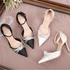 Fashion Wedding Shoes 2025 More Than Pearl Pointed Fine Heels With A Line Buckle High Heels Sexy Satin Single Shoe Women Pumpls