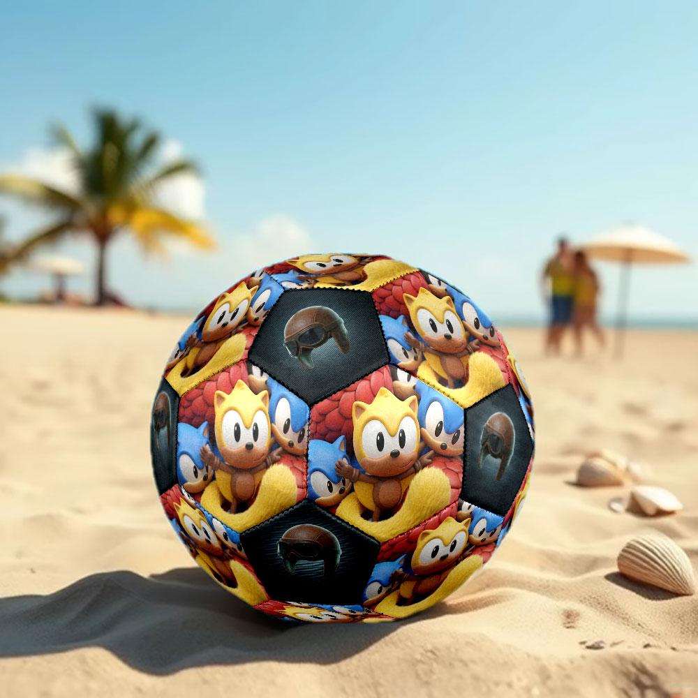 1pc Sonic the Hedgehog Soccer Ball Size 5 Indoor Soccer Ball Fashion Colorful Backyard Game - Great For Sports Fans Gift HE60