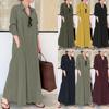 Womens Long Maxi Shirt Dress Button Down V-neck Long Sleeve Cotton Dresses with Pockets