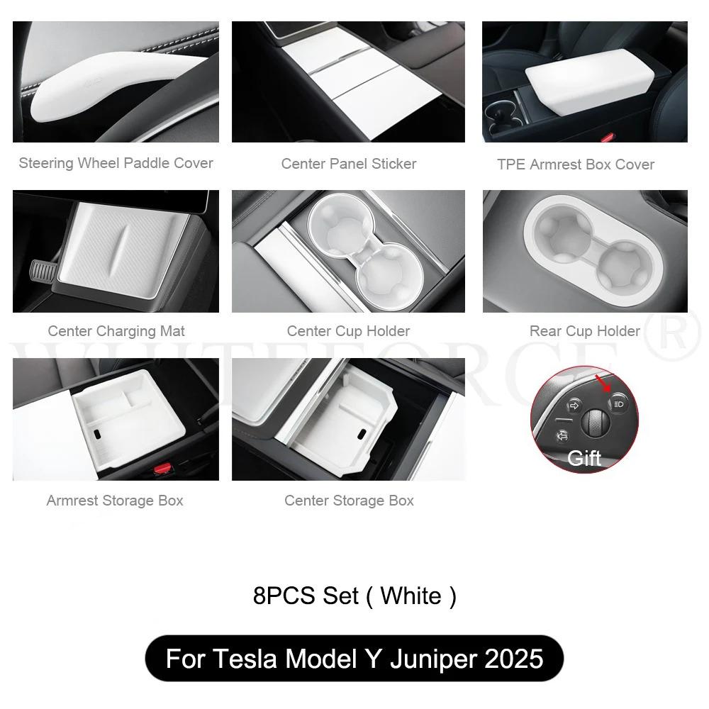 Для Tesla Model Y Juniper 2025 Органайзер для центральной консоли, подлокотника, двухъярусный, лоток, подстаканник