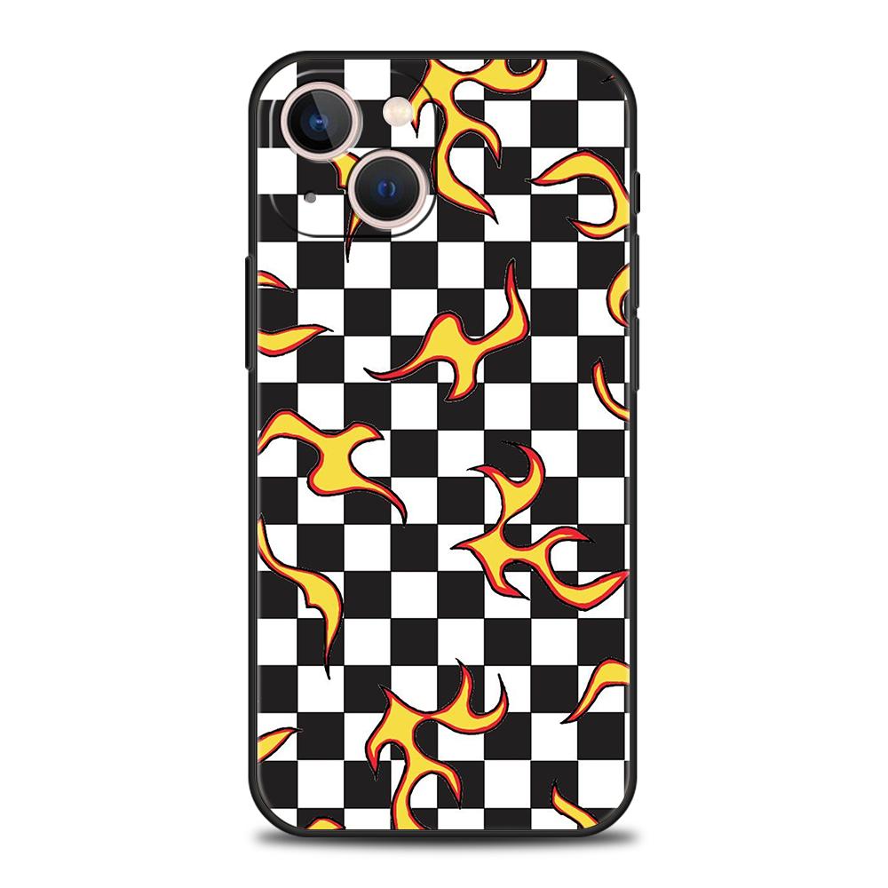 Роскошный мягкий чехол из ТПУ для iPhone 17 Air 16E 16 11 15 14 Pro MAX 12 13 7 8 Plus X XR XS SE 2022 Чехол с рисунком в виде шахматной доски