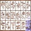 Original New Style, 17 Pieces/set, Flower Painting Theme Template, Reusable, Washed Pet Template, Handwritten Newspaper Painting Template