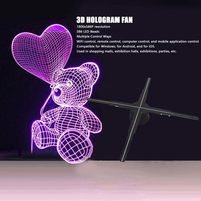3D Голографический Вентилятор 3D Голографический Проектор Рекламный Дисплей с 586 Светодиодами 1800x586P для Бизнес-Магазина Магазинчика Бара Вечеринки 50см 4 Лопасти