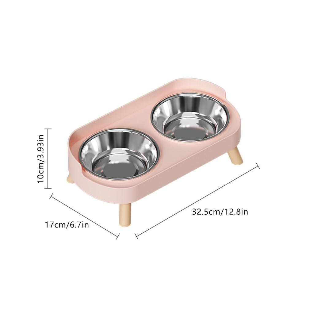 Non Slip Stainless Steel Double Bowl Pet Food Dish With Anti Spill Design For Cats And Dogs Durable Easy Clean