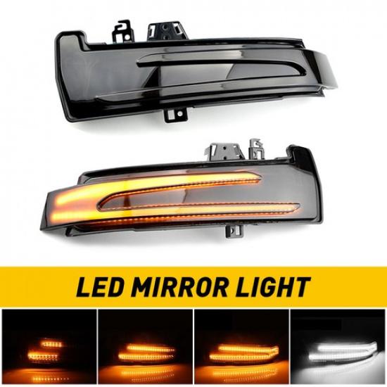 White/Amber Side LED Mirror Light Sequential Signal For Benz C E S CLA CLS Class