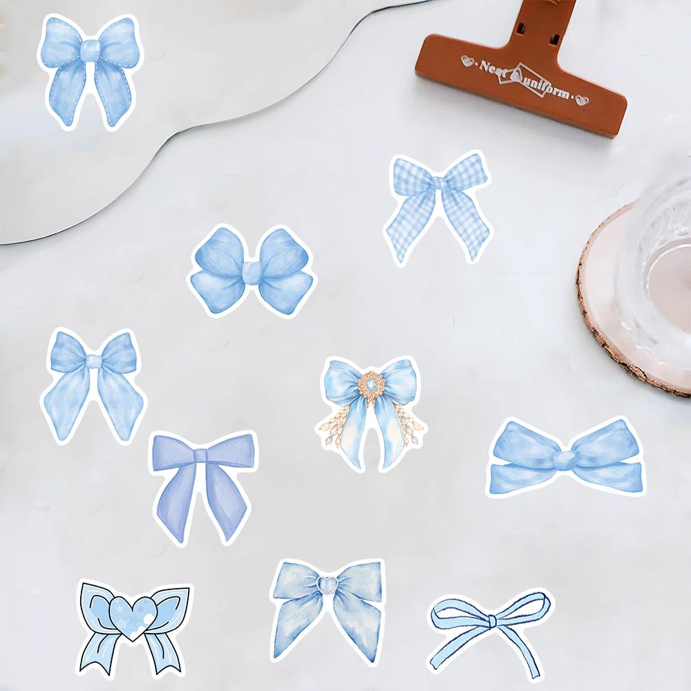 10/50 шт. мультяшные синие наклейки с бантом Kawaii ноутбук багаж скейтборд DIY студенческая комната водонепроницаемый художественный рисунок наклейка сообщества