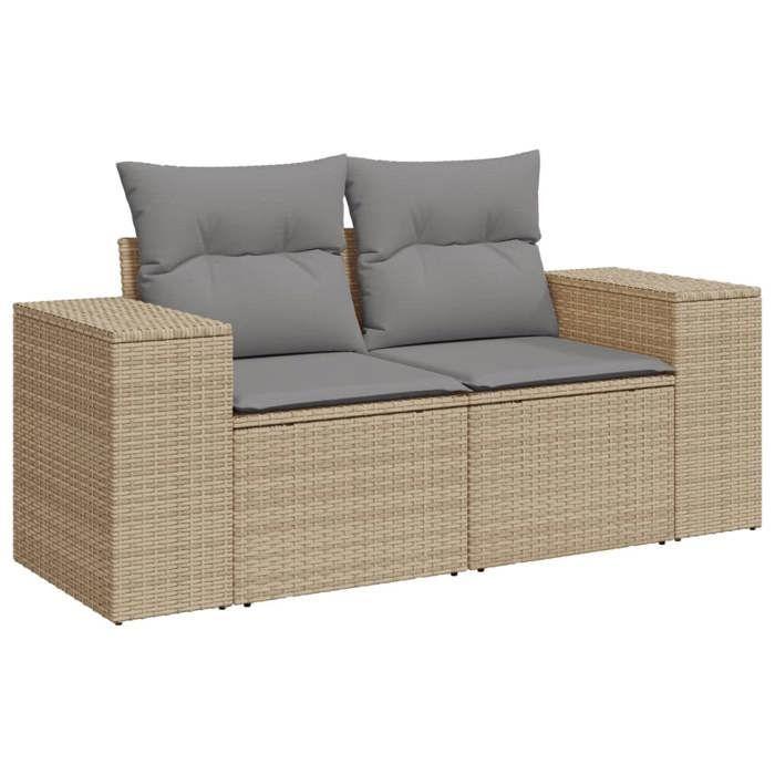 VidaXL Canapé de jardin avec coussins 2 places beige résine tressée 366108