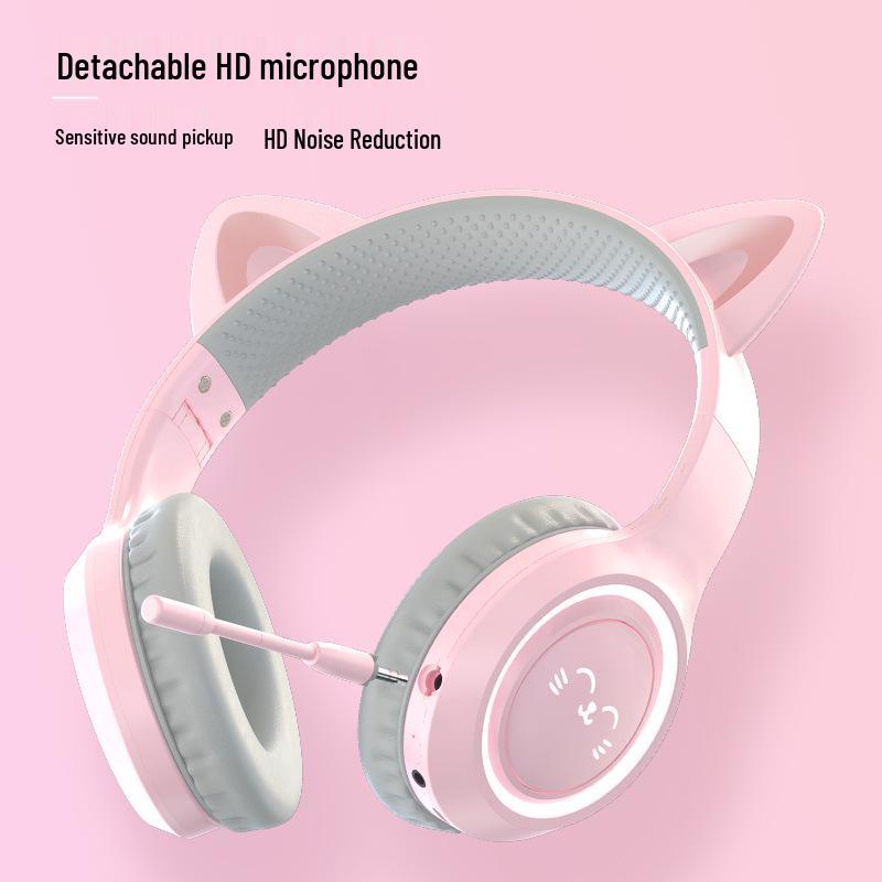 BH-300 Светящиеся беспроводные Bluetooth-наушники с кошачьими ушками и микрофоном для прямых трансляций