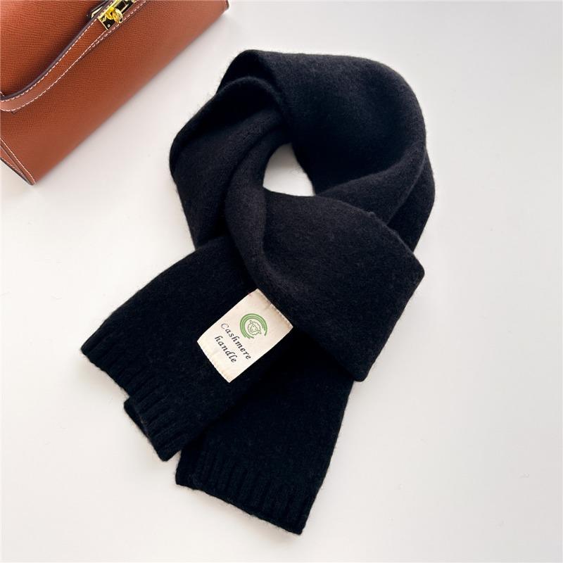 Selected Pure Cotton Wool 100% Cashmere Scarf Solid Color Student Men and Women Winter Warm Knitted Scarf Christmas