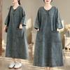 DIMANAF Женское джинсовое платье большого размера Винтажное женское хлопковое свободное повседневное платье Макси длинное платье Осень
