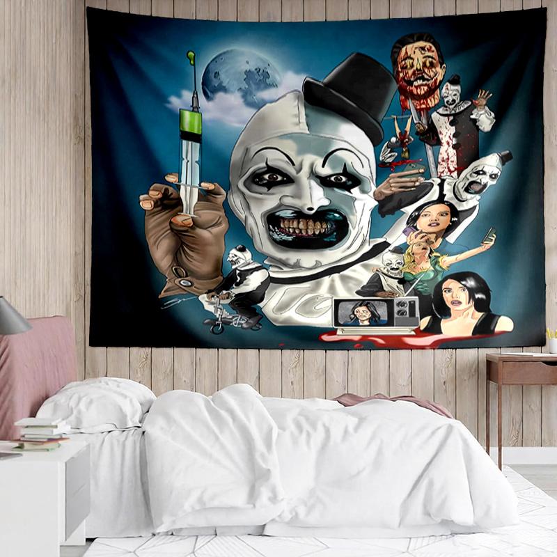 Art the Clown Terrifier1 Tapestry for Bedroom Aesthetic Classroom Tapestries Wall Hanging for Living Room Dorm Office,Ideal Creative Gift