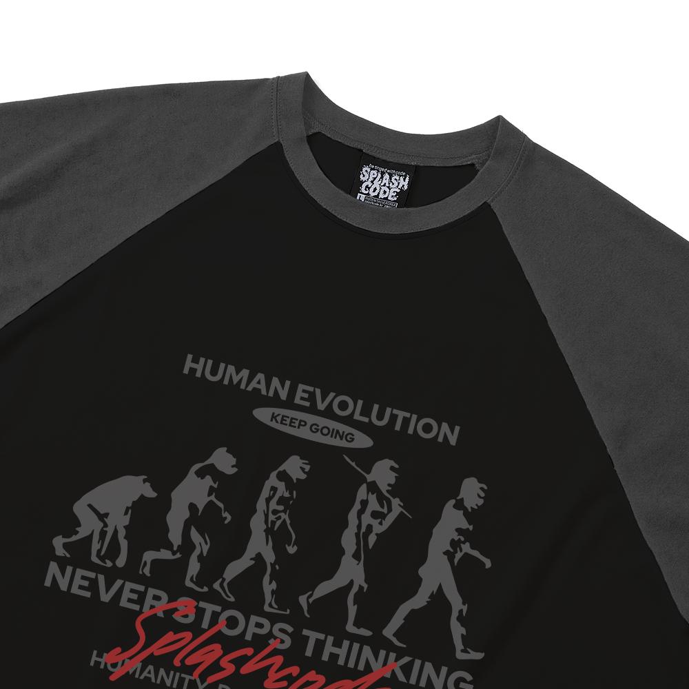 Seupeullaesikodeu Черный реглан с длинным рукавом - Эволюция человека
